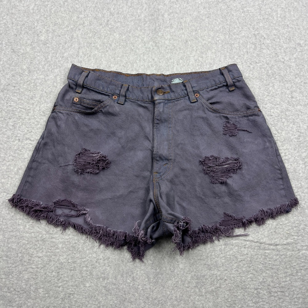 Levis 560 Shorts Women's 33 Purple Denim Orange Tab Raw Hem Distressed Denim USA